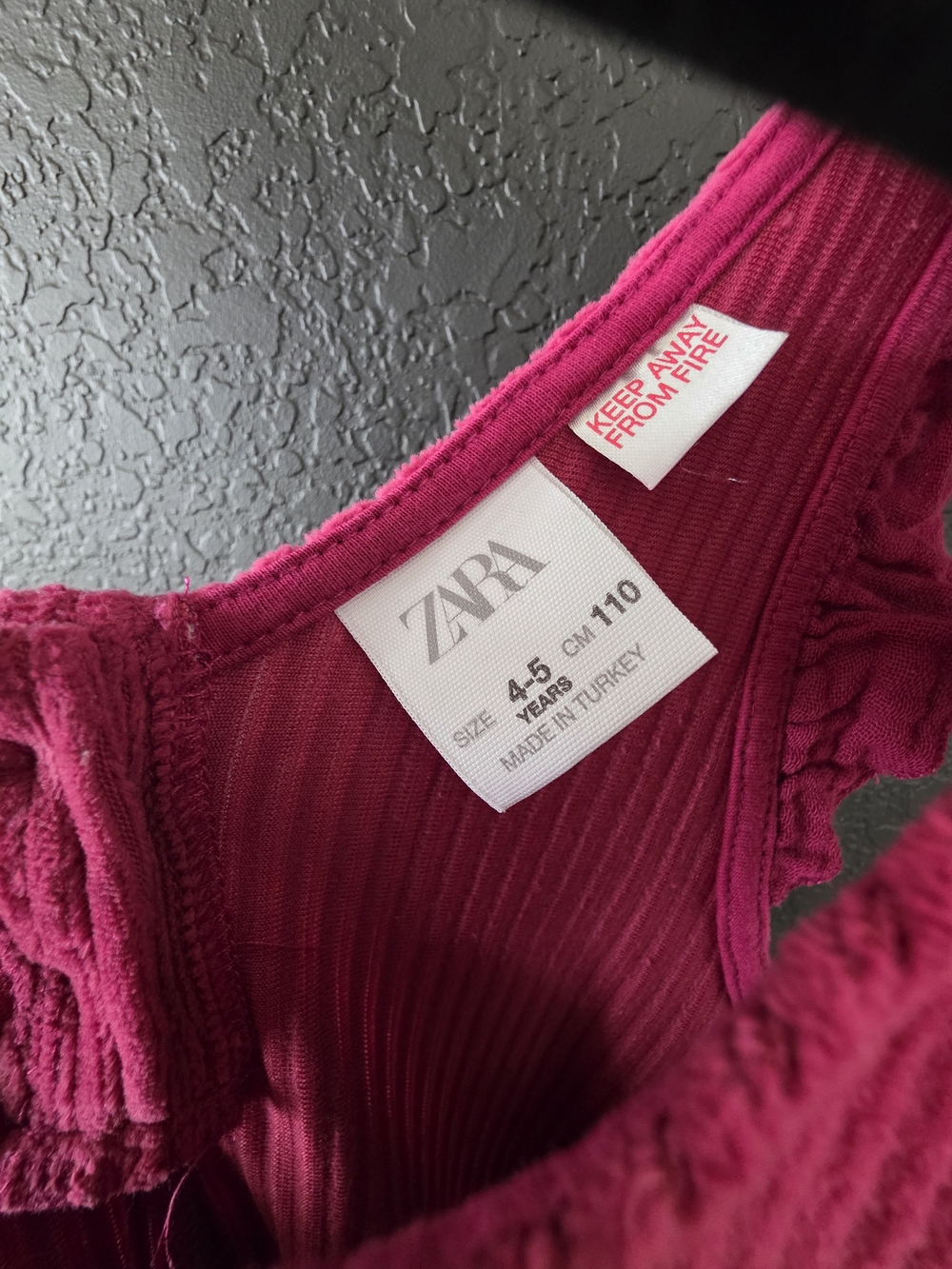 Zara Bright Pink Ribbed Ruffle-Shoulder One-Piece 4-5T - Picture 3 of 3